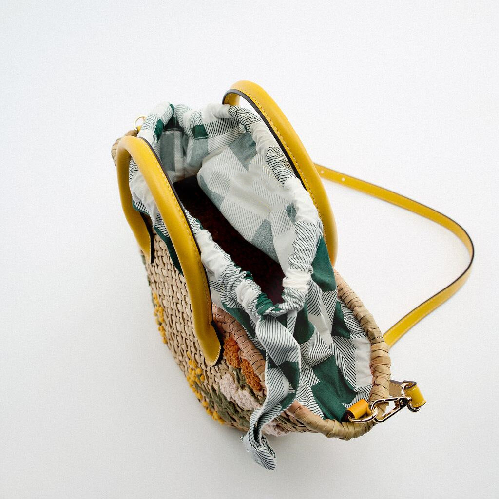 Women's Beige Embroidered Kettle Outing Green Water Handbags