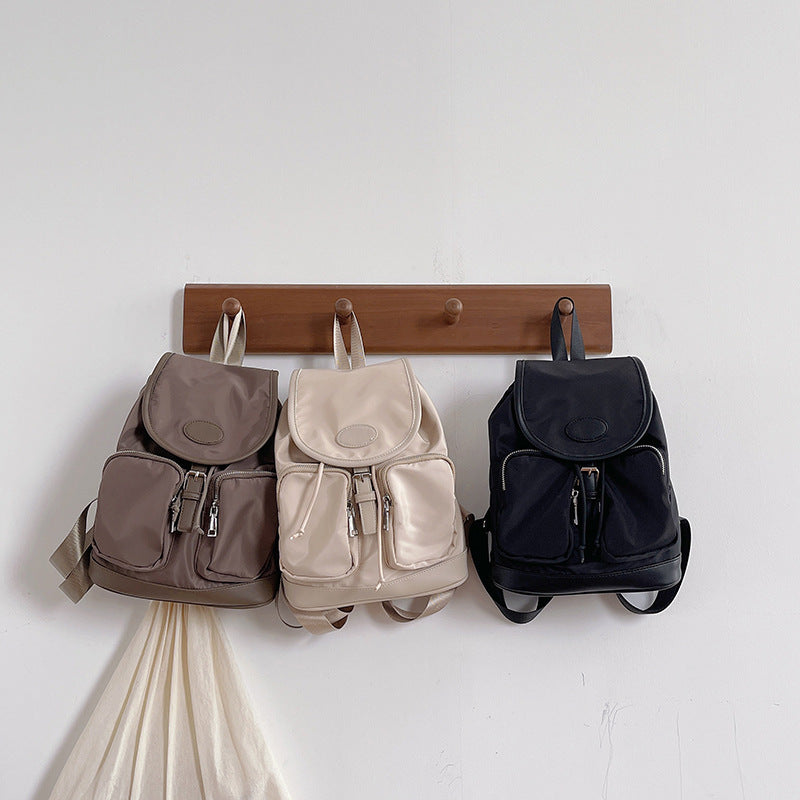 Women's Spring Simple Drawstring Black Fashion Large Bags
