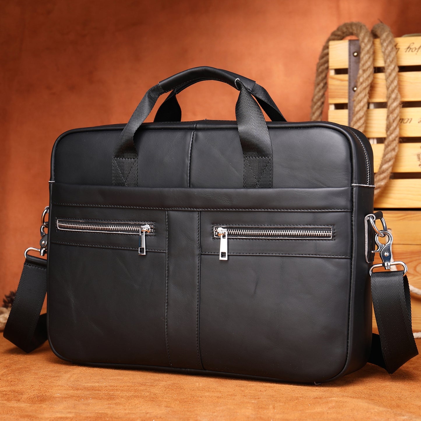 Men's First Layer Cowhide Genuine Leather Computer Men's Briefcases