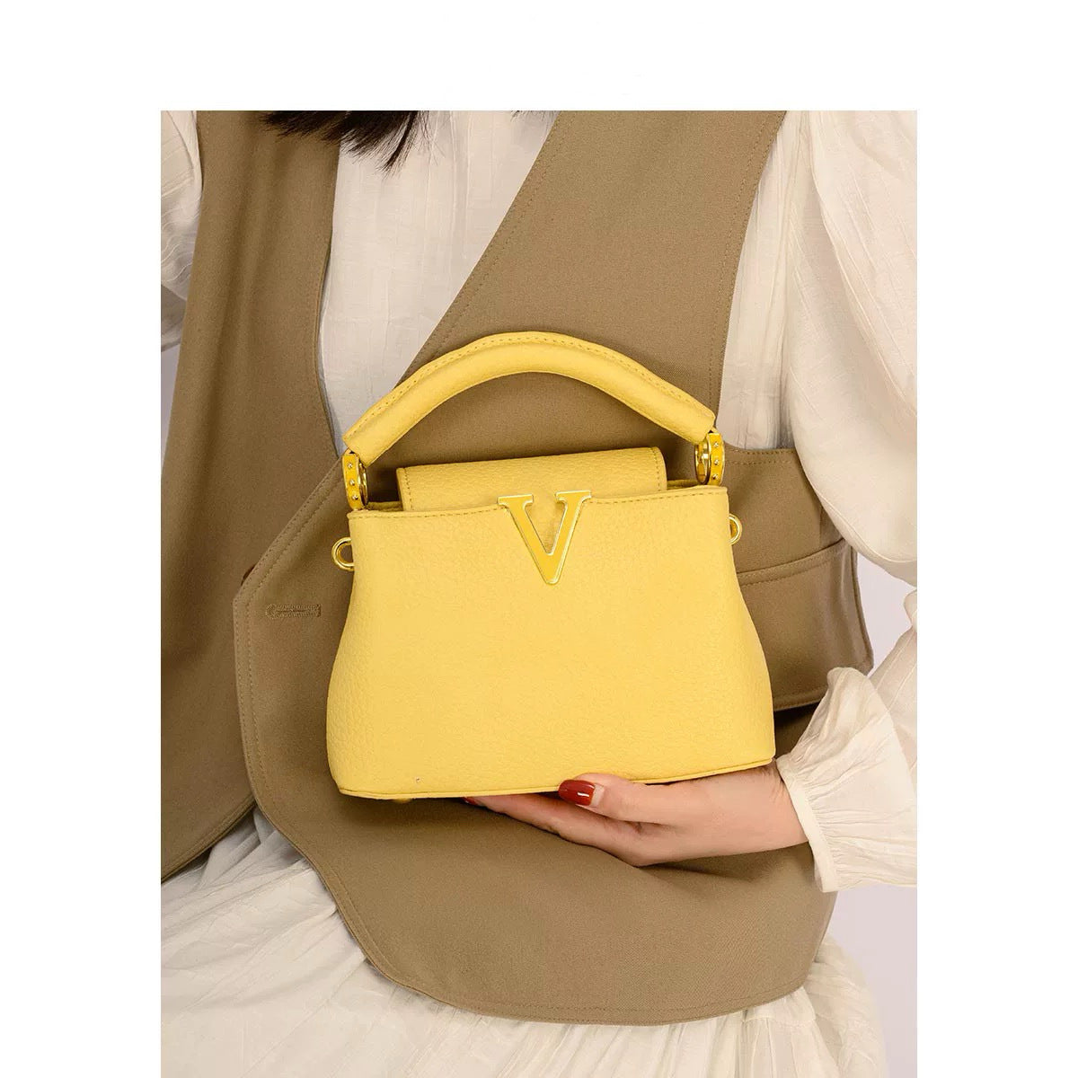 Women's High-grade Lychee Pattern Leather Summer Fashionable Crossbody Bags