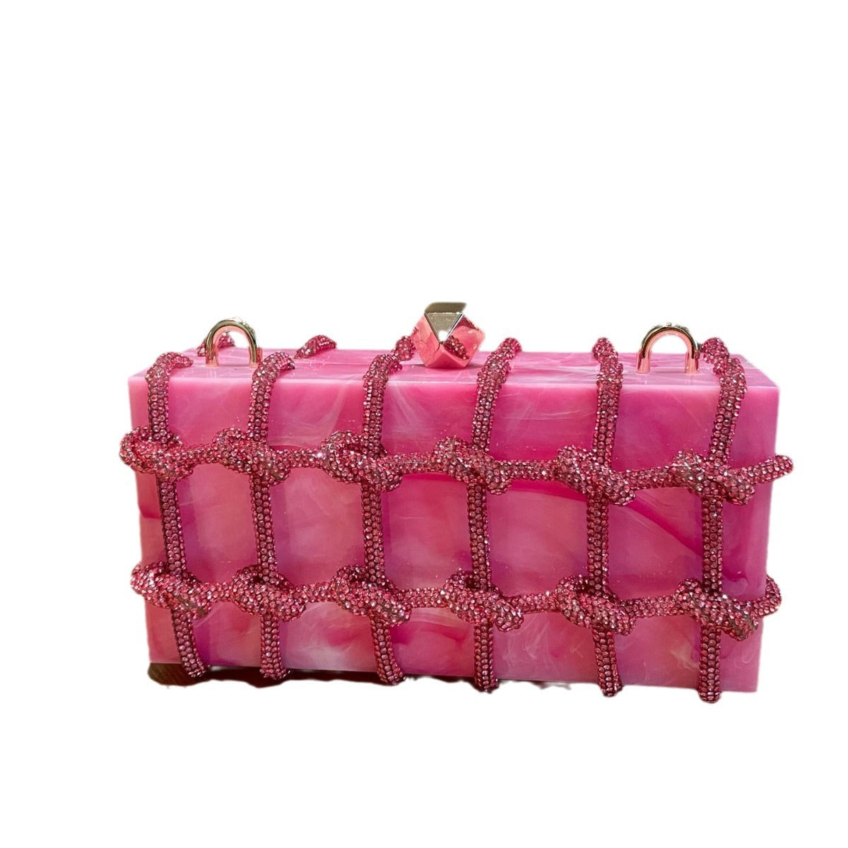Women's Cloud Marble Acrylic Box Diamond Hand-woven Handbags