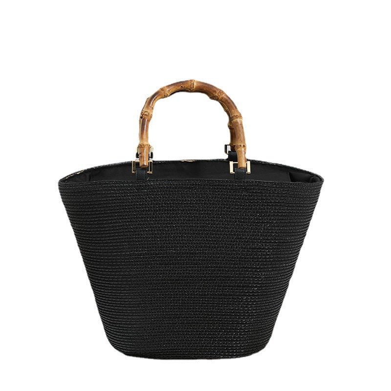 Women's Large Capacity French Straw Easy Matching Portable Handbags