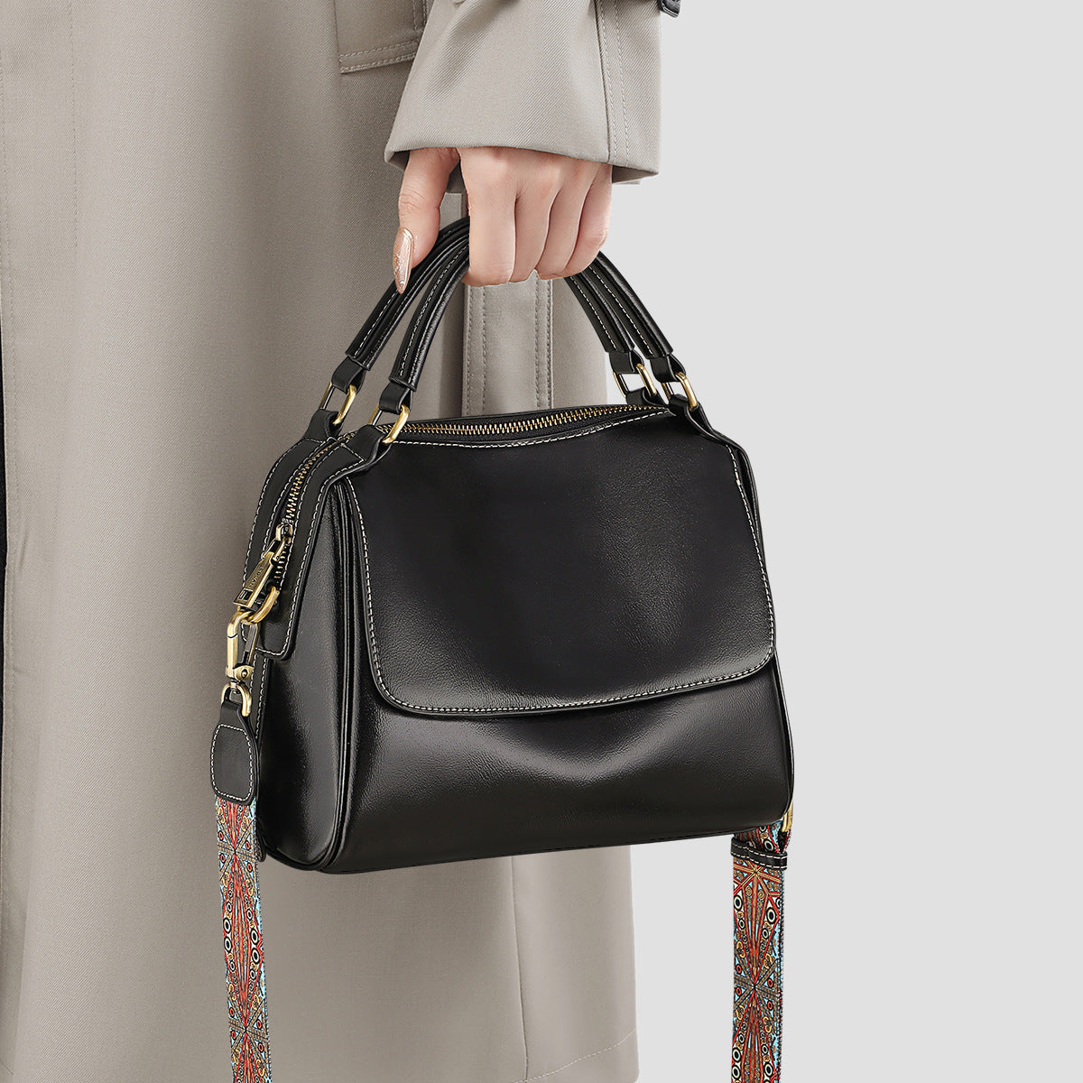 Women's Fashion Large Capacity Genuine Leather Portable Crossbody Bags