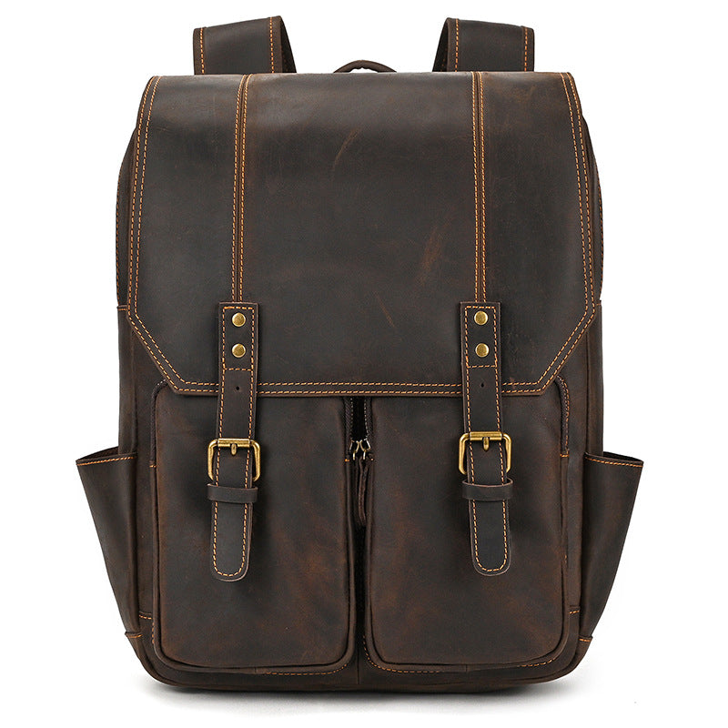Men's Retro Large Capacity Crazy Horse Leather Backpacks