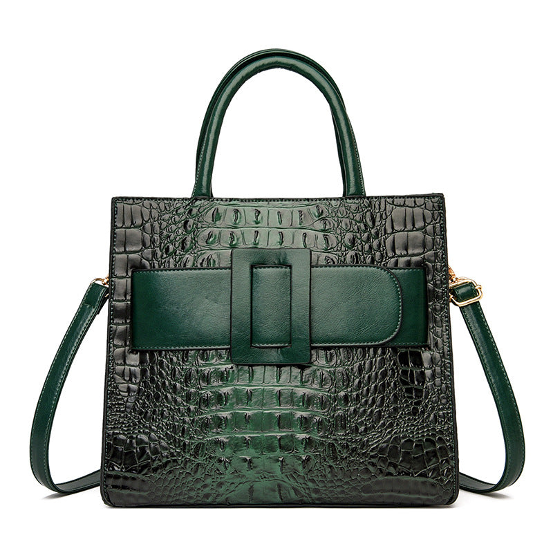 Women's Durable Crocodile Pattern Trendy Vintage Handbags