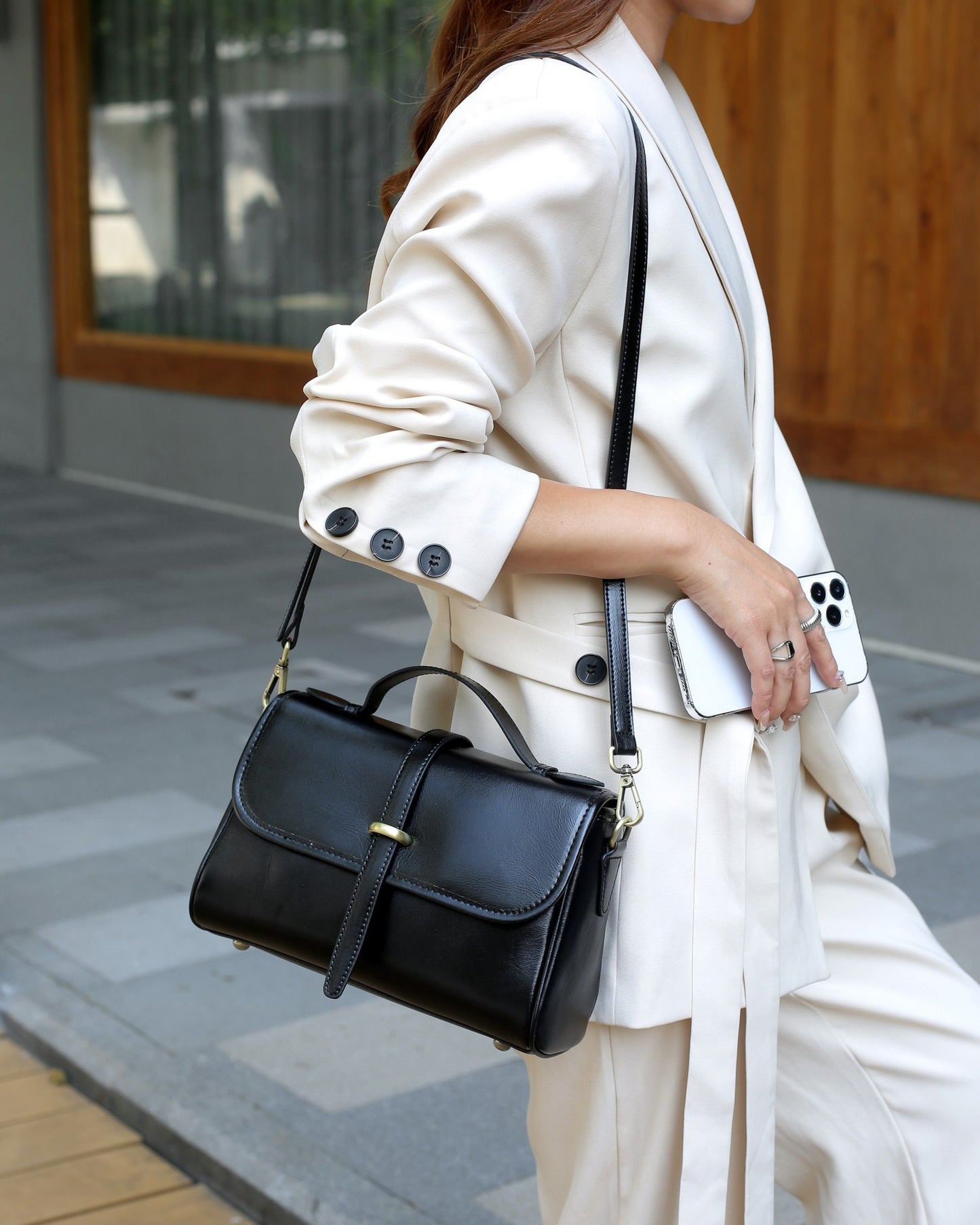Women's Light Luxury Top Layer Vegetable Tanning Shoulder Bags