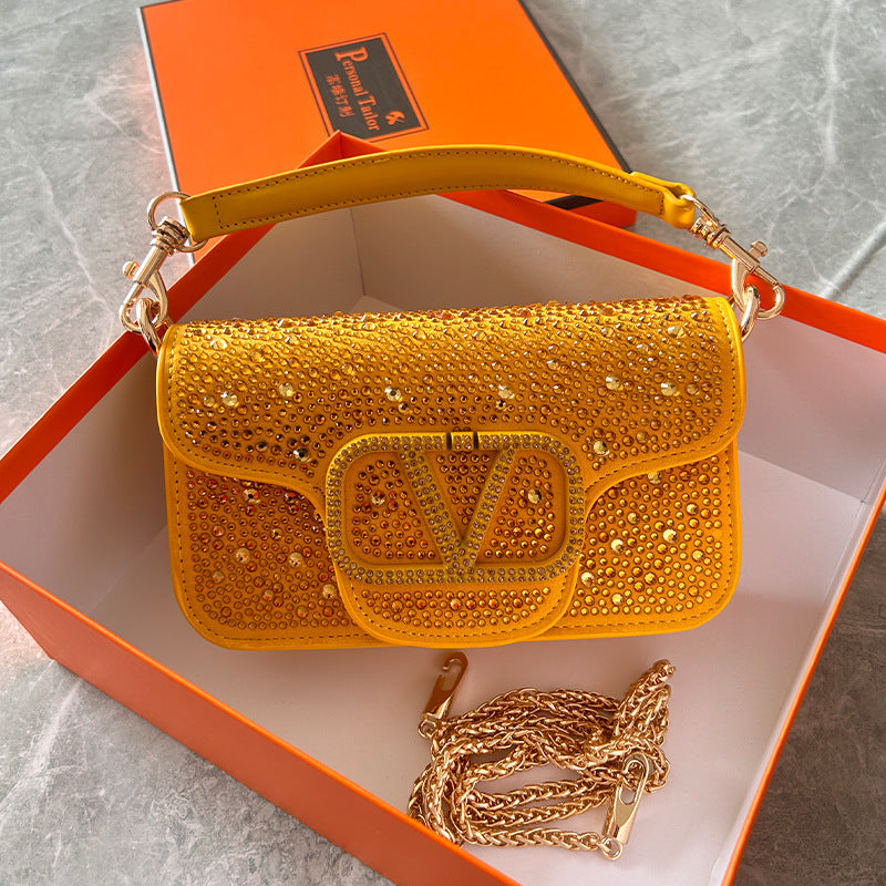 Bright Crystal Sliding Chain Fashion Flip Crossbody Bags