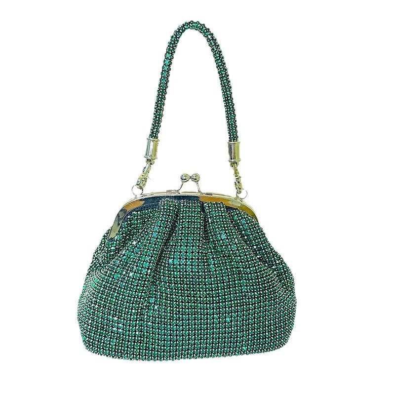 Women's Rhinestone Shell Clip Chain Handmade Dinner Shoulder Bags