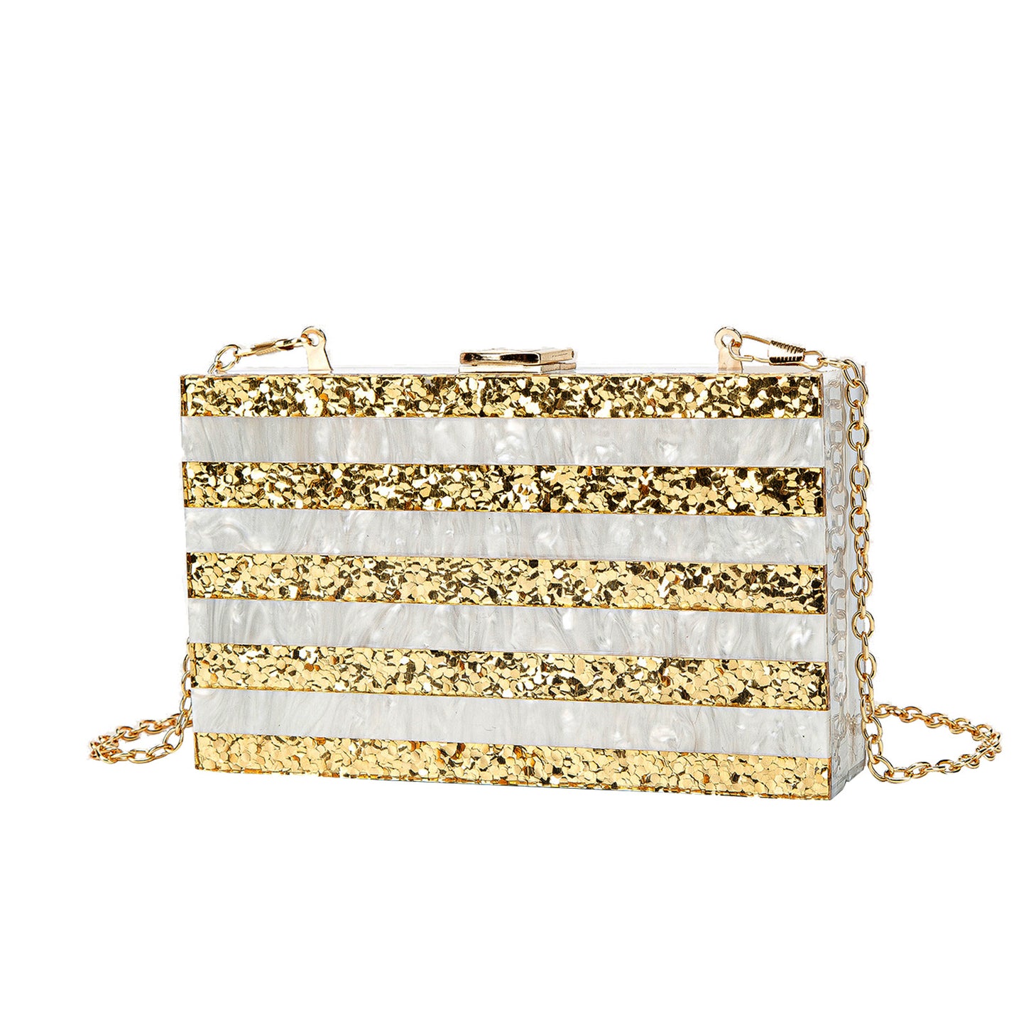 Dinner Fashion Striped Stitching Pearlescent Acrylic Handbags