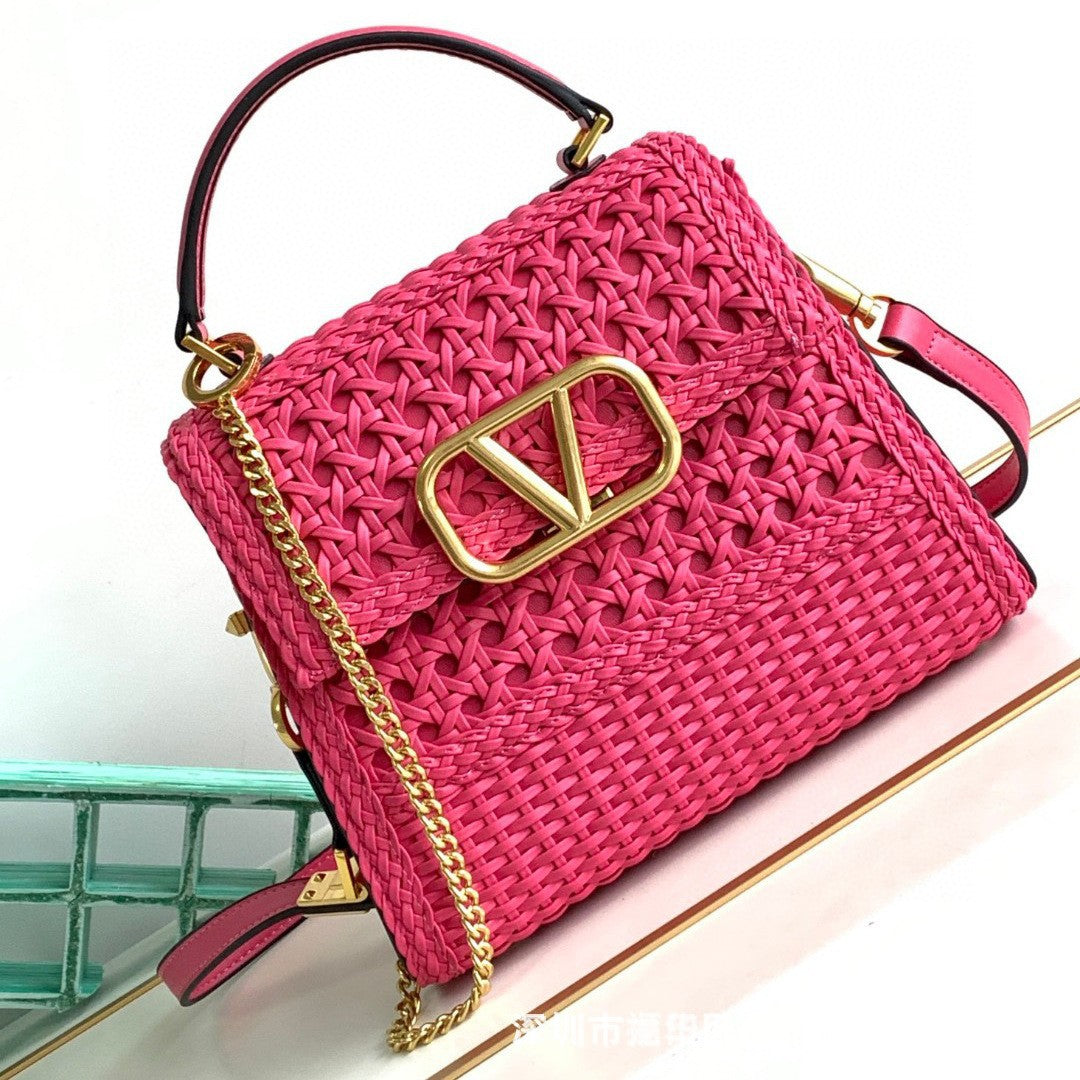 Women's Woven Leather Design First Layer Cowhide Bags
