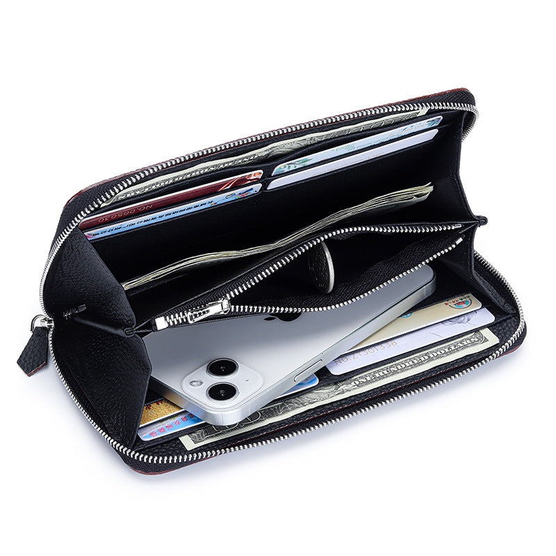 Long Genuine Leather Zipper Large Capacity Ladies Wallets