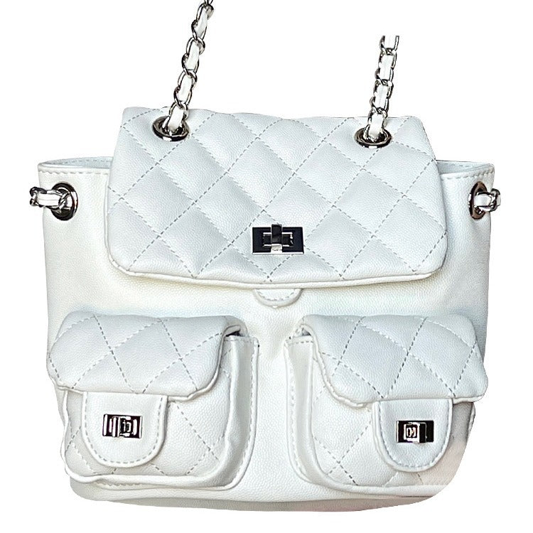 Women's Western Style Chain Rhombus Simple Trendy Backpacks