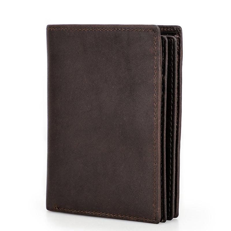 Men's Retro Crazy Horse Leather Swiping Twee Men's Wallets
