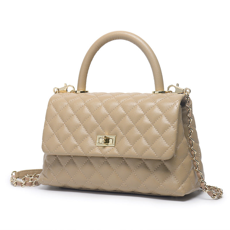 Rhombic Chain Genuine Leather Caviar Classic Style Handbags