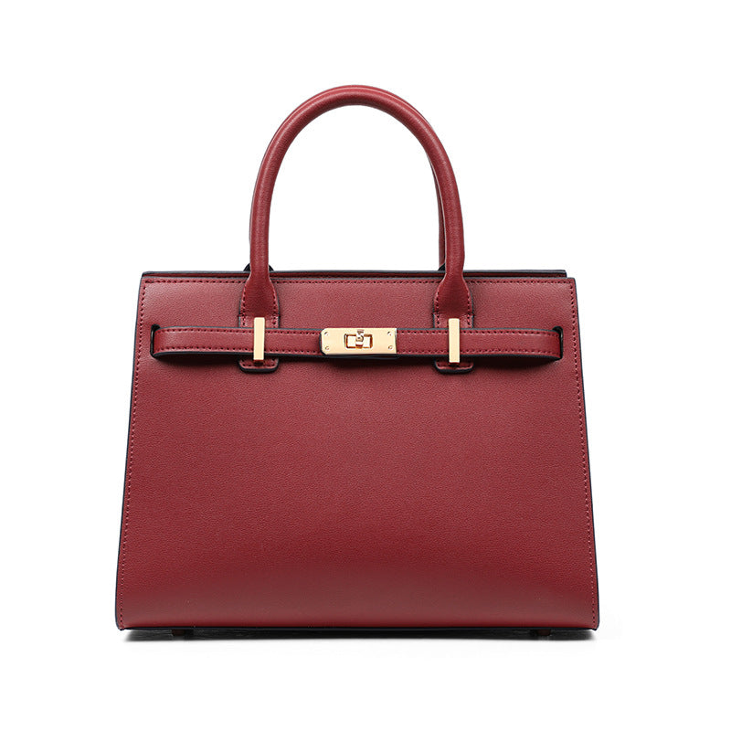 Women's Large Capacity Red Bridal Wedding Genuine Handbags
