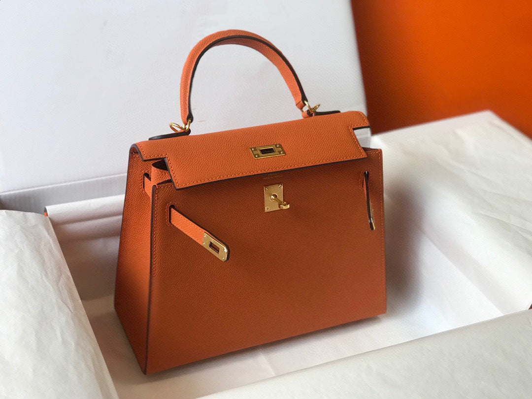 Women's Quality Palm Print Kelly Genuine Leather Shoulder Bags