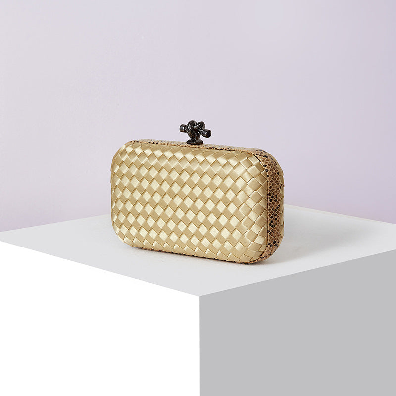 Women's Silk Hand-woven Simplicity Dinner Chain Pouch Evening Bags