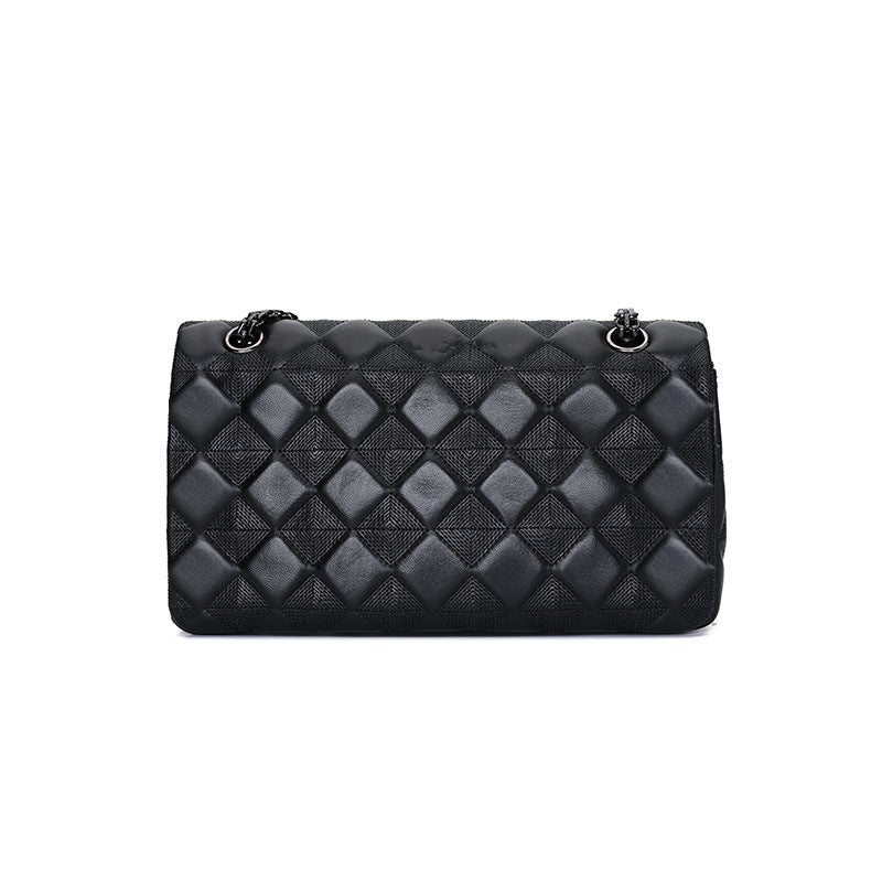Women's Rhombus Chain Fashion Sheepskin Genuine Leather Shoulder Bags