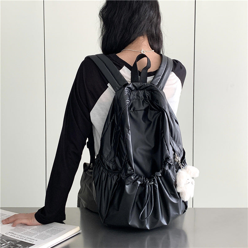 Women's Drawstring Ruffle Sier Style Lightweight Large Backpacks