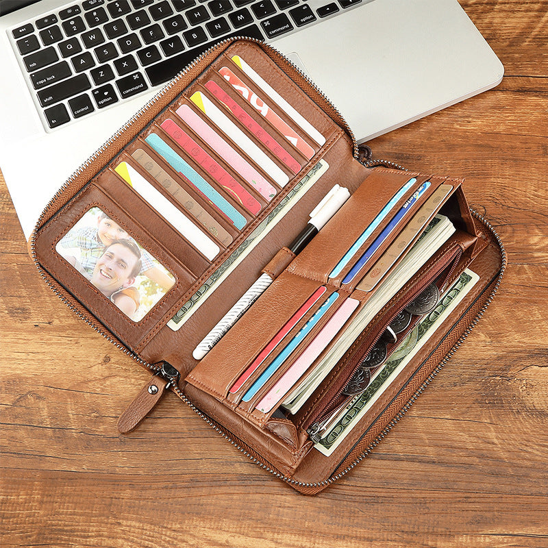 Men's Genuine Leather Retro Style Long Multiple Men's Wallets