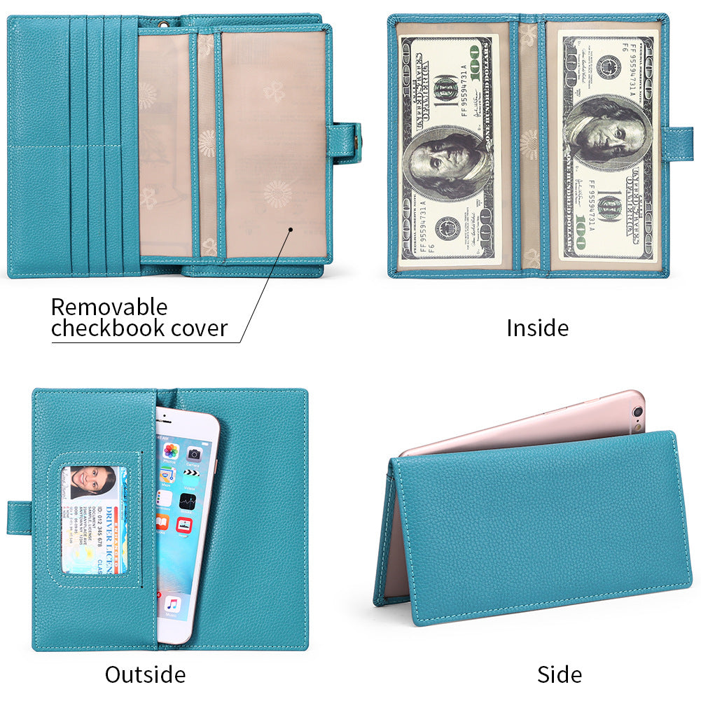 Women's Long Zipper Multiple Slots Genuine Leather Ladies Wallets