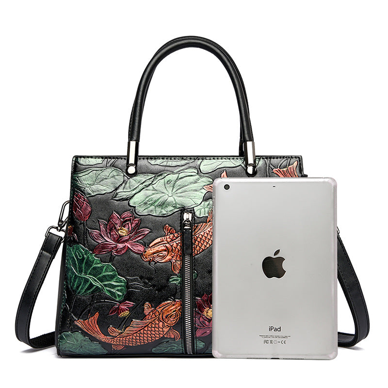 Women's Printed Mother Simple Generous Trendy Portable Handbags
