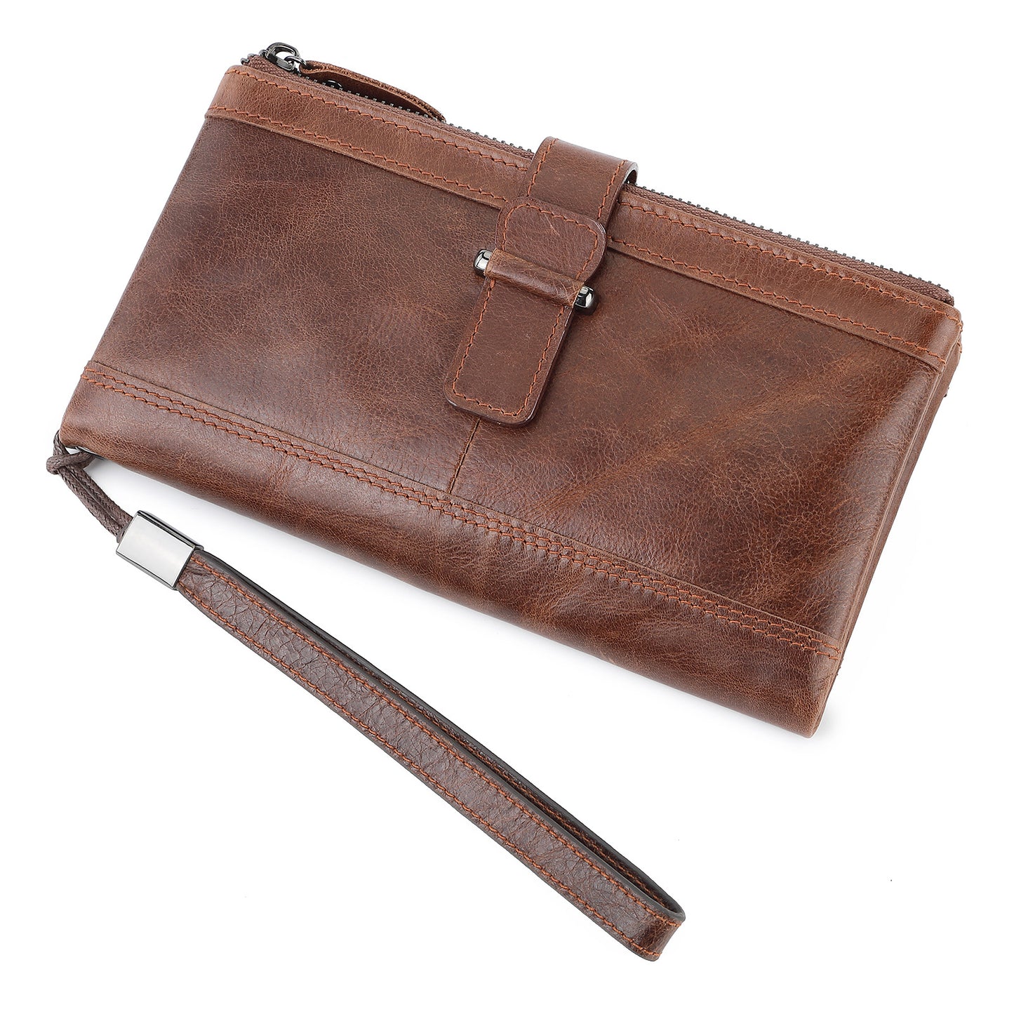 Men's Retro Crazy Horse Leather Swiping Long Men's Wallets