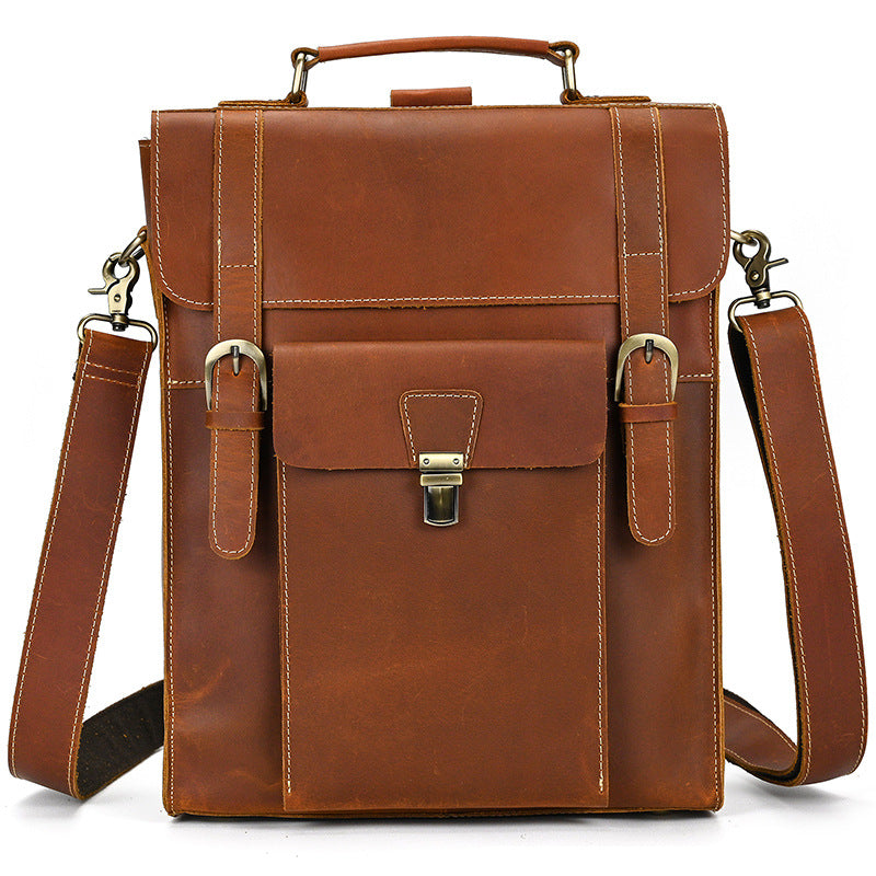 Men's Leather Vintage Clamshell Crazy Horse Backpacks