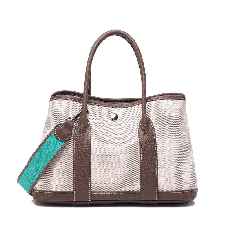 Women's With Canvas Genuine Leather Stuffed Red Handbags