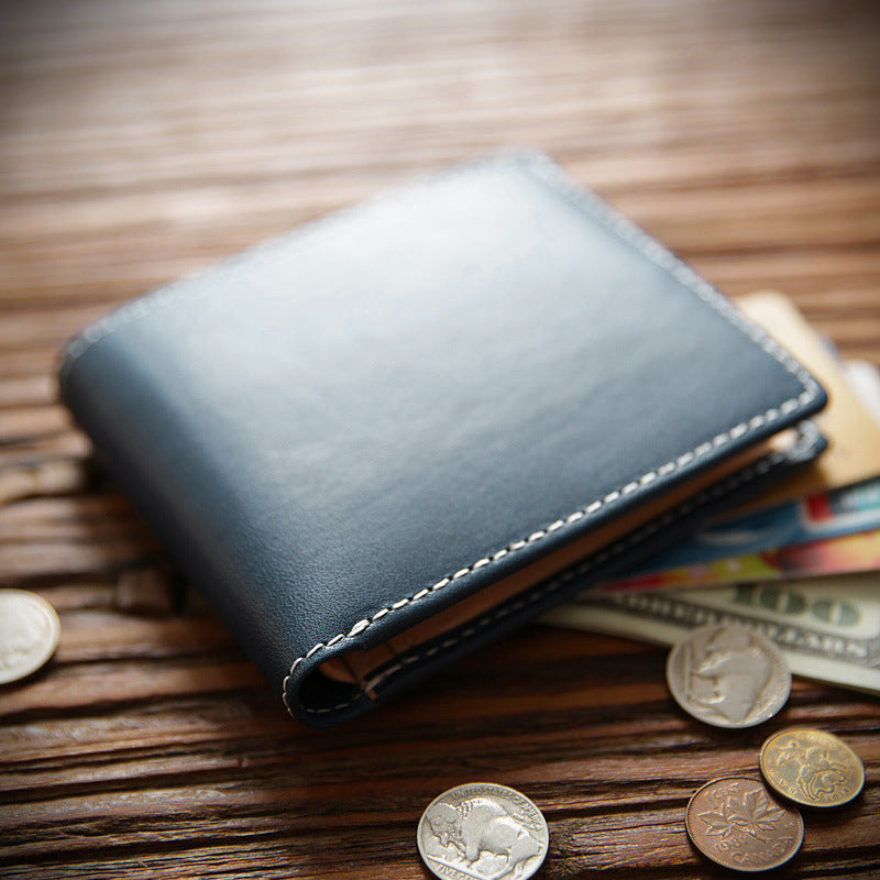 Men's Handmade Retro Short Genuine Leather Simple First Layer Men's Wallets