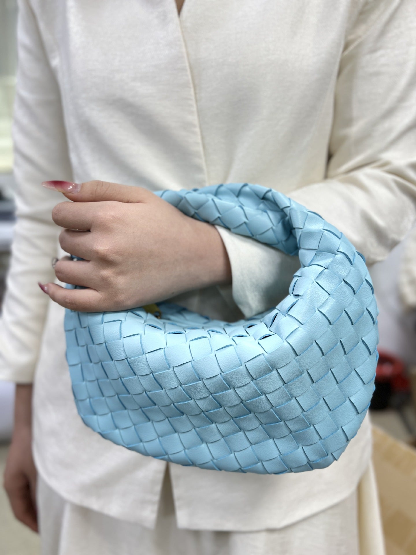 Woven Female Cloud Croissant Hand Holding Handbags