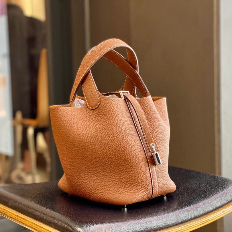 Women's Vegetable Basket First Layer Cowhide Retro Bucket Bags