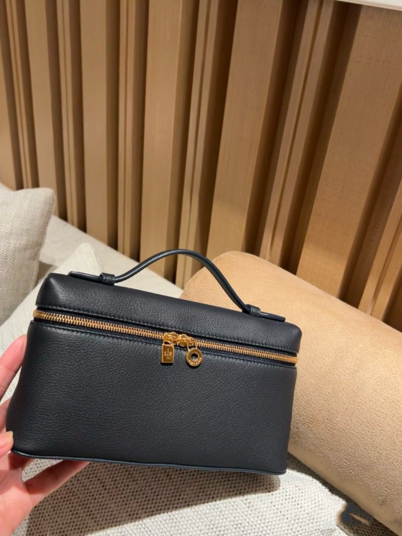 Leather Lunch Box Kelly Lychee Pattern Crossbody Bags