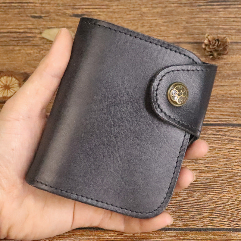 Men's Cowhide Retro Handmade Distressed Brushed Large Men's Wallets