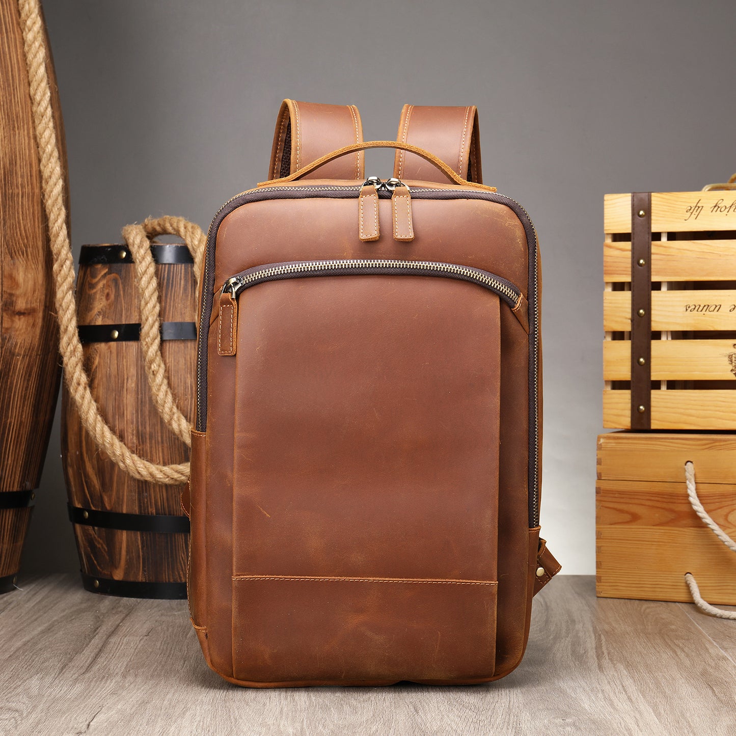 Men's Horse Leather Large Capacity Vintage First Backpacks