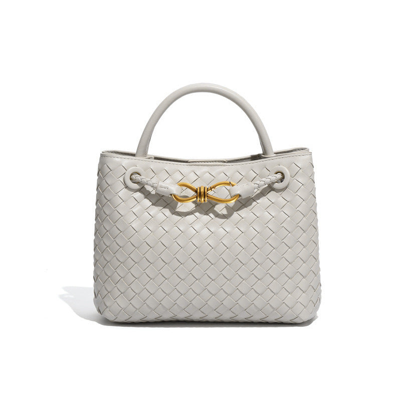 Women's Woven Handmade Weaving Metal Cord Fastener Crossbody Bags