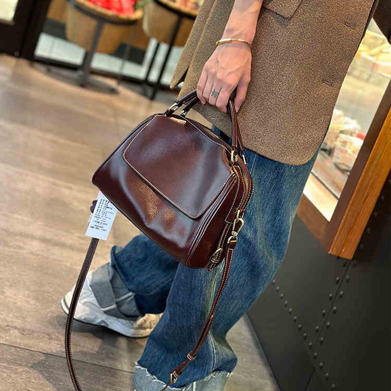 Women's Cowhide Leather Versatile Large Capacity Pillow Shoulder Bags
