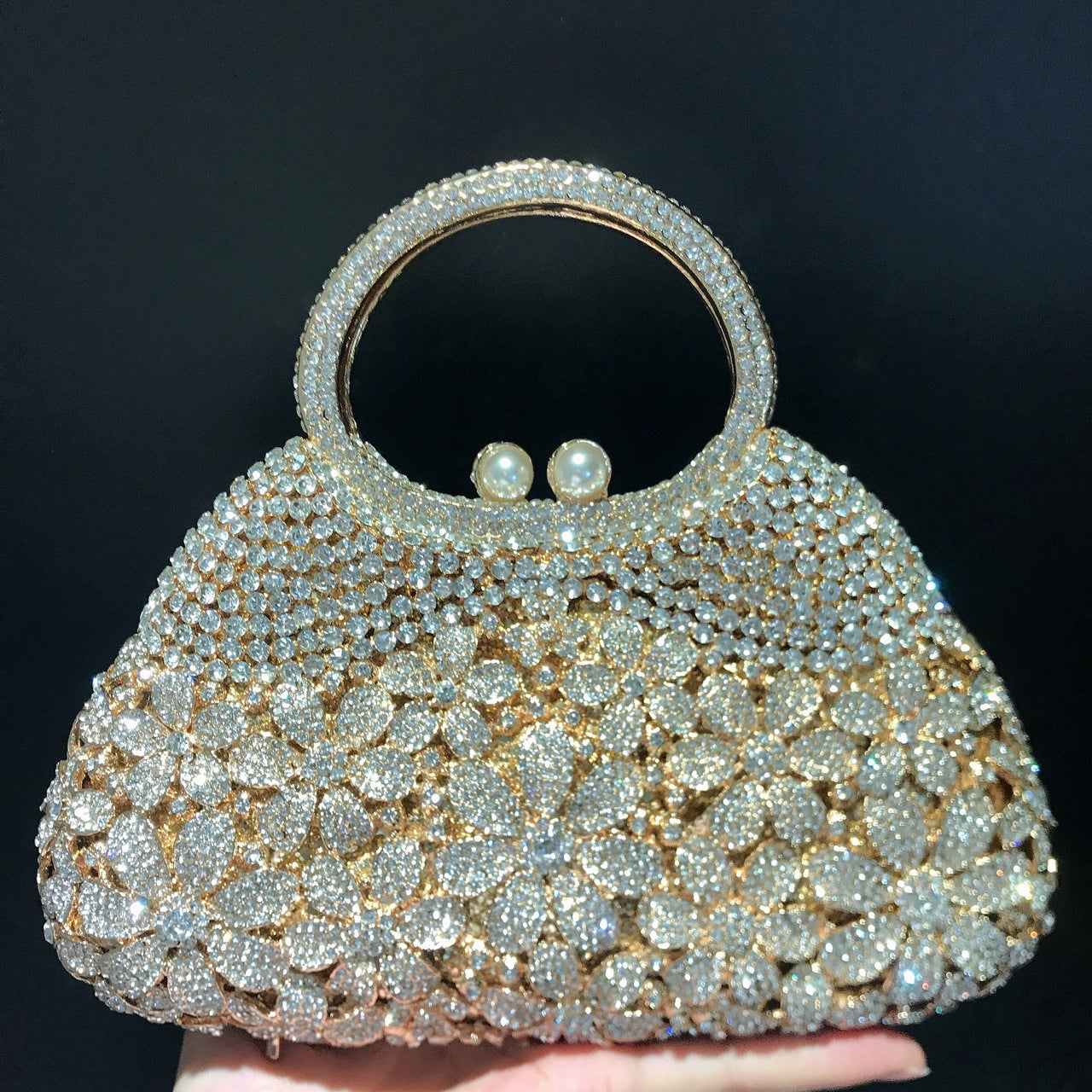 Women's Strictly Selected Little Daisy Diamond Flowers Rhinestone Large Capacity Evening Bags