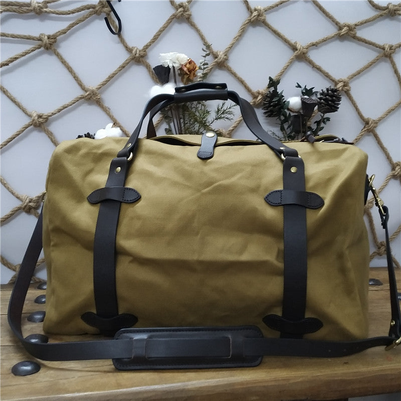 Men's American Waterproof Canvas Traveling Cowhide Medium Men's Handbags