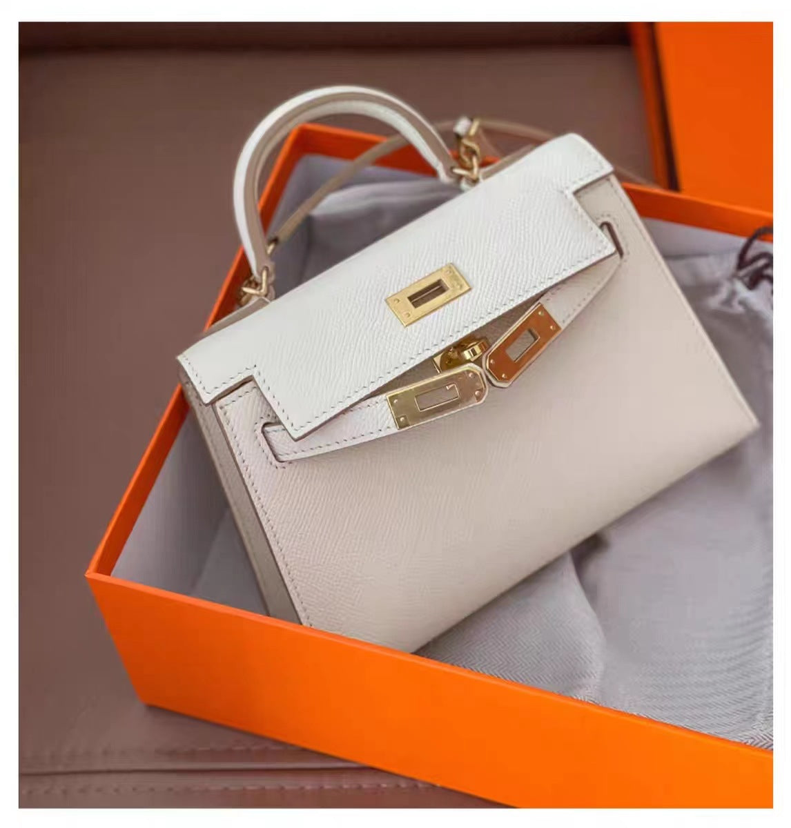 Women's Genuine Leather Second Generation Kelly Palm Print Handbags