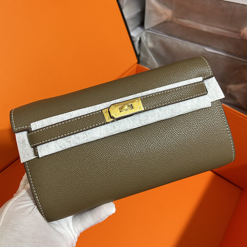 Women's Palm Print Kelly Cow Leather Clutch Shoulder Bags