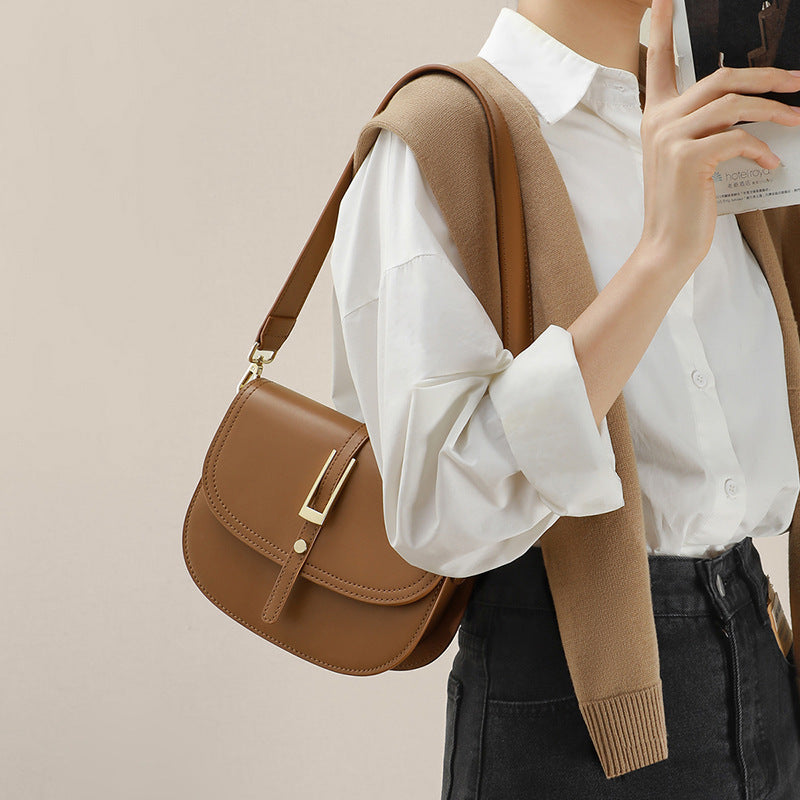 Women's Fashion Genuine Leather Saddle Underarm Crossbody Bags
