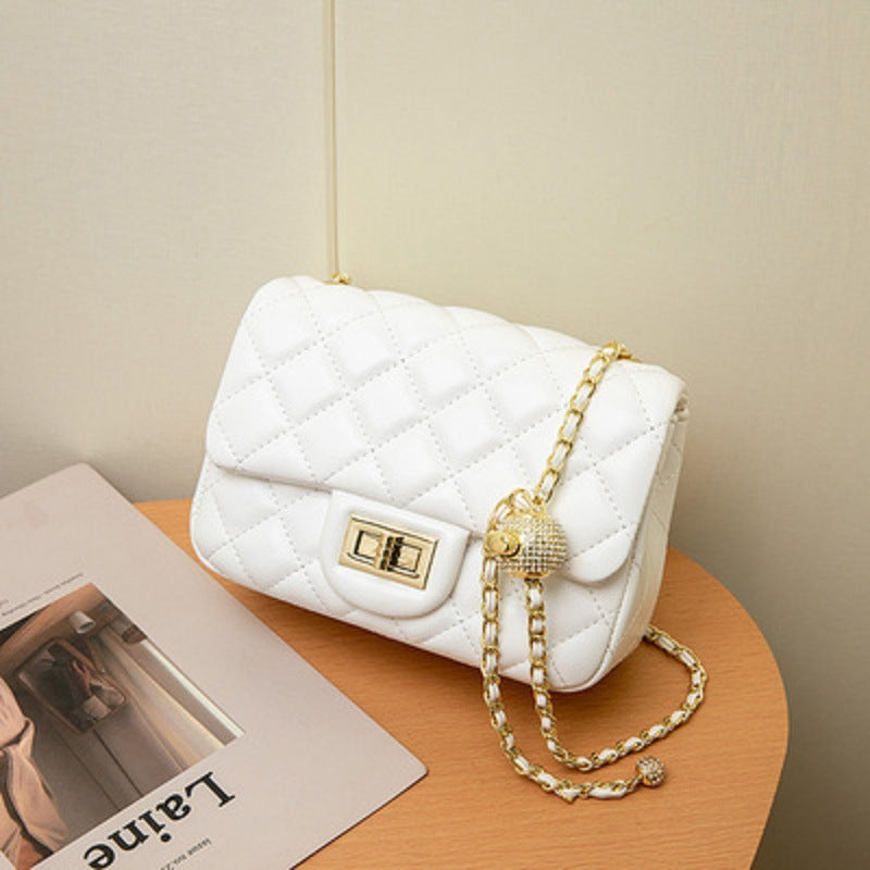 Women's Genuine Leather Diamond Pattern Chain Classic Crossbody Bags