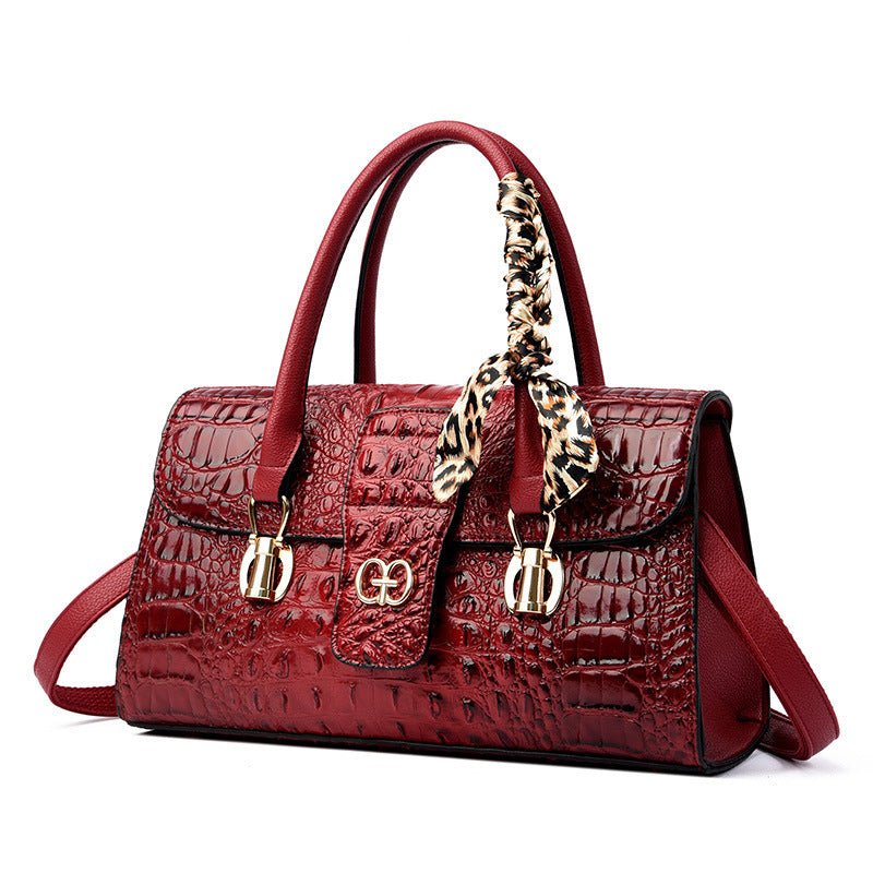 Women's Retro Autumn Crocodile Pattern Commuter Large Bags