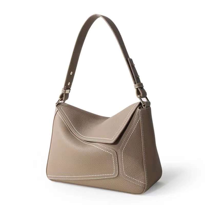 Women's Genuine Leather First Layer Cowhide Geometric Shoulder Bags