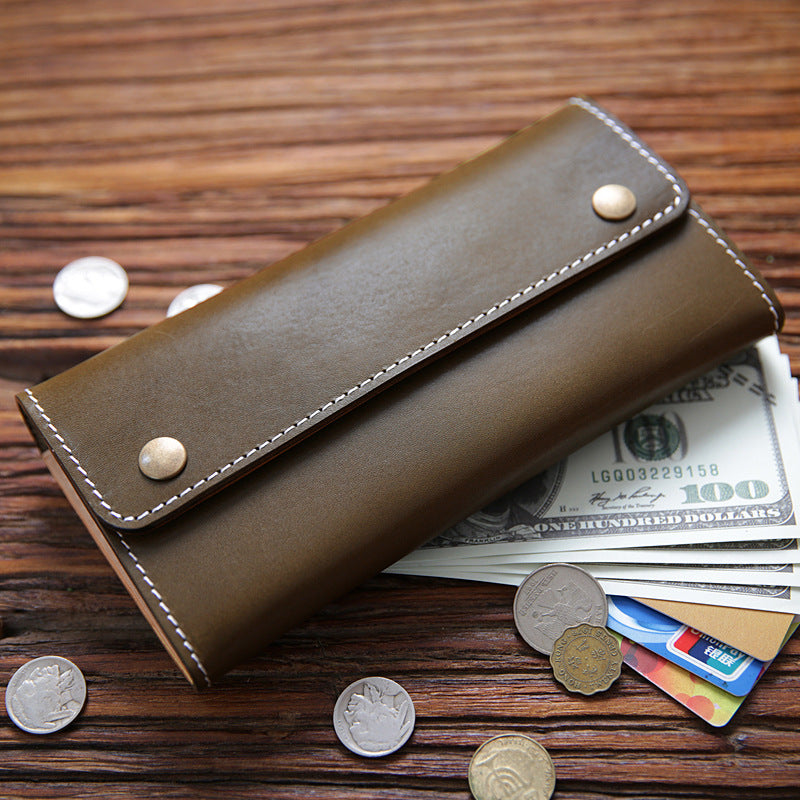 Women's & Men's & Handmade Italian Long Leather First Men's Wallets