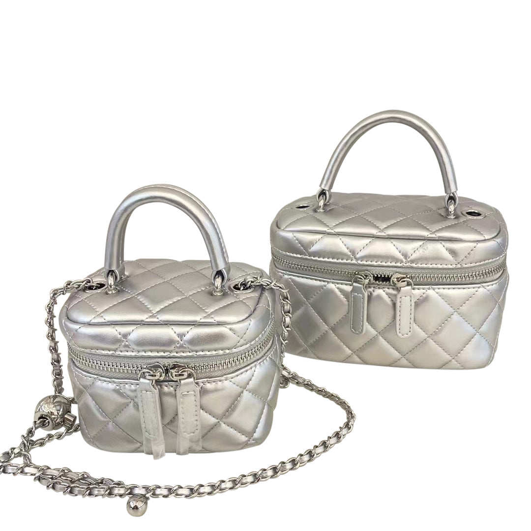 Women's Genuine Leather Style Chain Rhombus Box Crossbody Bags