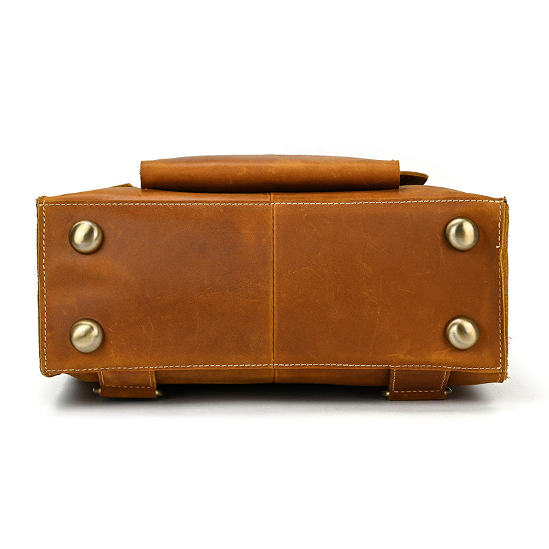 Men's Leather Retro Clamshell Crazy Horse Backpacks