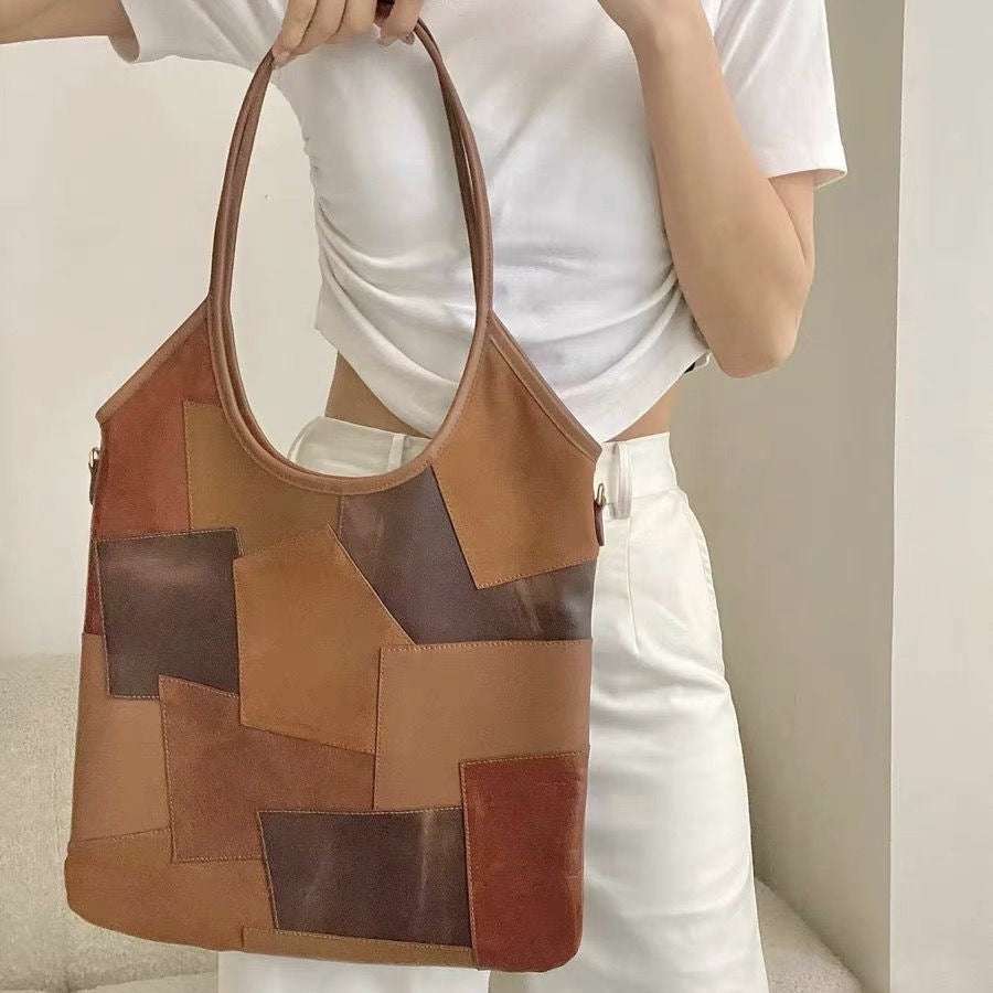 Series Boston Bowling Retro Patchwork First Shoulder Bags