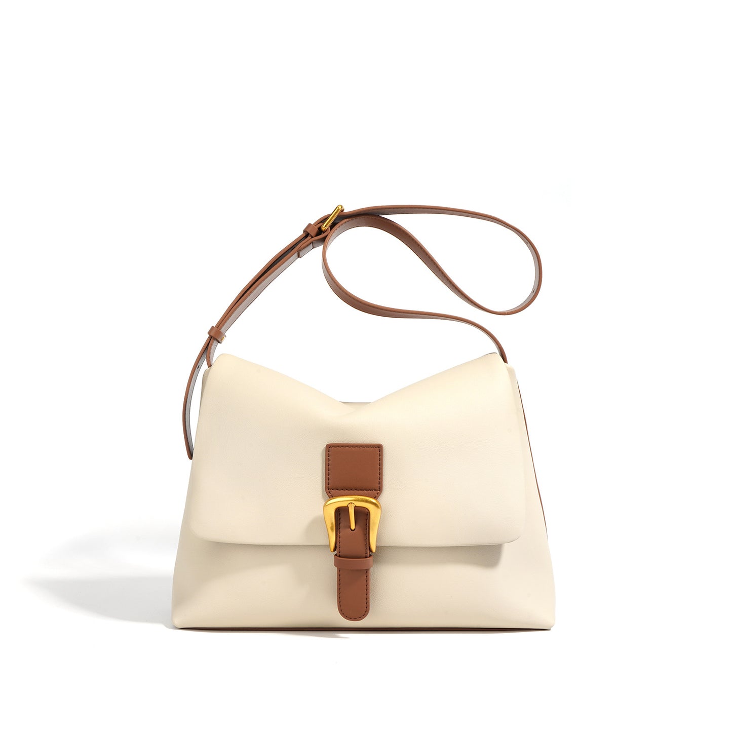 Contrast Color Cowhide Simple Commute Underarm Small Square Bags